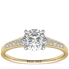 14k 黃金漸變鋸狀鑽石訂婚戒指（1/10 克拉總重量）